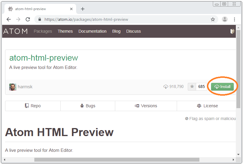 Installer Atom Html Preview