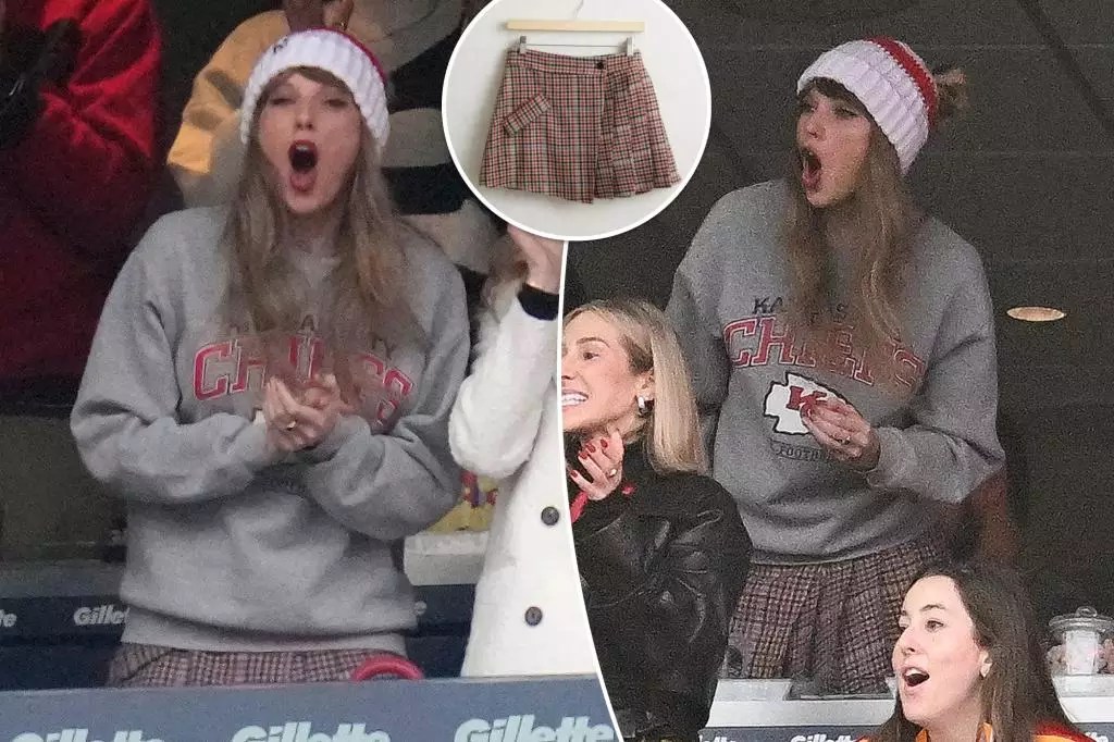 Taylor Swift Supports Kansas City Chiefs in Custom Plaid Skirt