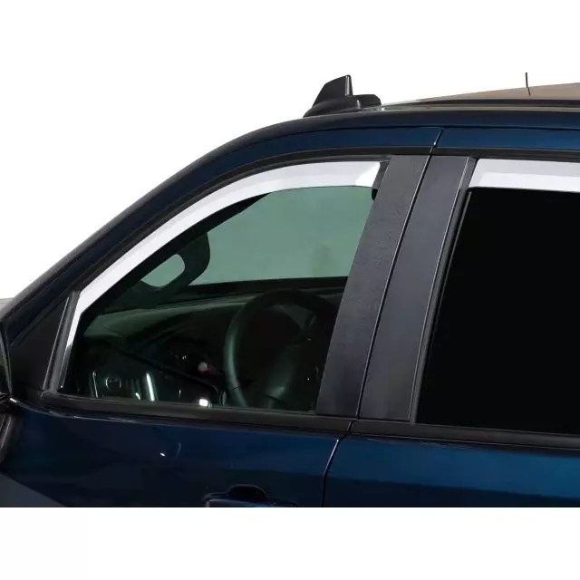 GM Double Cab Front And Rear Low Profile In-channel Side Window Deflector In Chrome By Putco – Associated Accessories 19421171 GM Double Cab Front And Rear Low Profile In-channel Side Window Deflector In Chrome By Putco – Associated Accessories 19421171