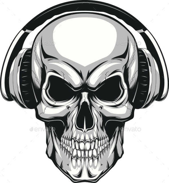 Skull With Headphones By Andrey1005 | Graphicriver 638_x_590_jpg