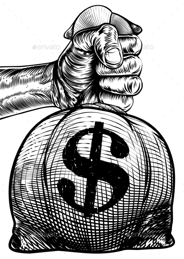 Hand Holding A Dollar Sign Burlap Sack Money Bag By Krisdog | Graphicriver 828_x_590_jpg
