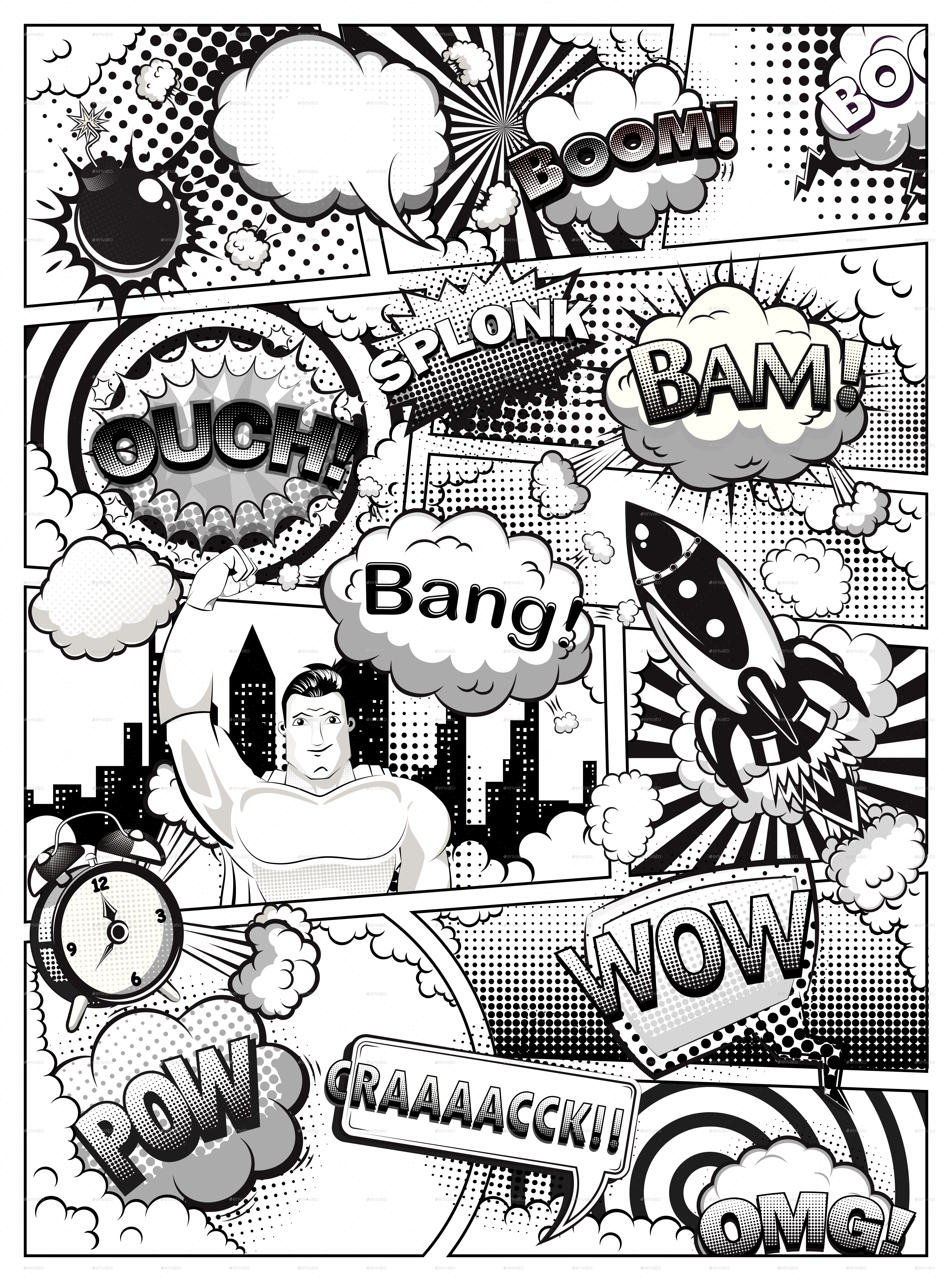 Black And White Comic Book Page By Yayasya | Graphicriver 5608_x_4167_jpg