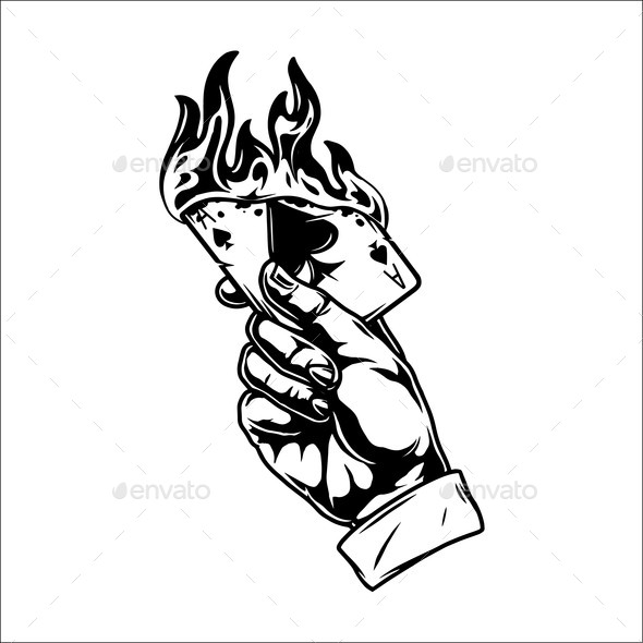 Hand With Burning Ace Of Spades Card By Imogi | Graphicriver 590_x_590_jpg