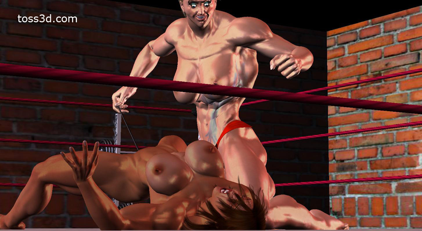 Cartoon mixed wrestling