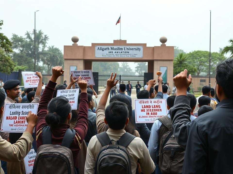 Aligarh Muslim University students protest against takeover of land by civic authorities, ET Education Aligarh Muslim University students protest against takeover of land by civic authorities, ET Education