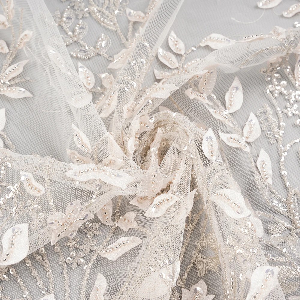 2020 French High End 3d Lace Flowers Embroidered Beaded Tulle African Swiss Lace Fabric Buy Embroidered Beaded Tulle African Swiss Lace Fabric Wedding Bridal Lace Fabric Luxury Embroidery Beads Sequins Heavy Handmade Sequins