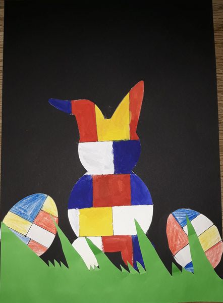 Die 3 Klasse Gestaltete Osterhasen Nach Piet Mondrian Grundschule Pemfling