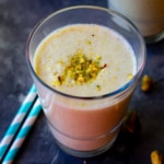 Two glasses of kesar pista smoothie
