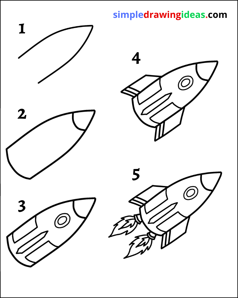 Top 32+ Images how to draw a spaceship step by step Sharp