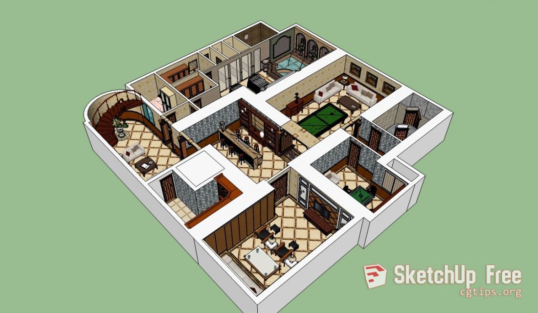940 Interior House Sketchup Model Free Download