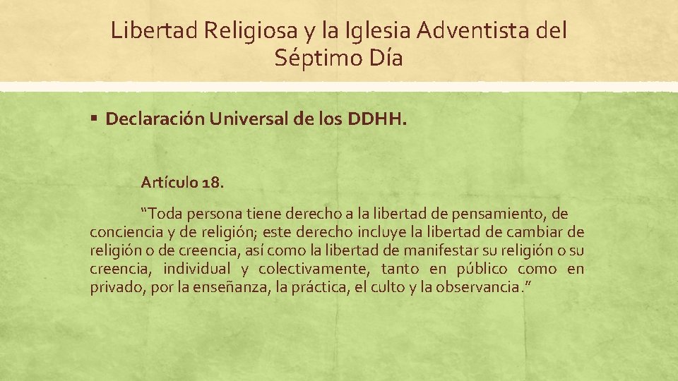 Libertad Religiosa Y La Iglesia Adventista Del Sptimo