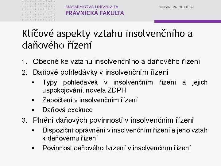 Vztah Insolvennho A Daovho Zen Judr Ing Kristna