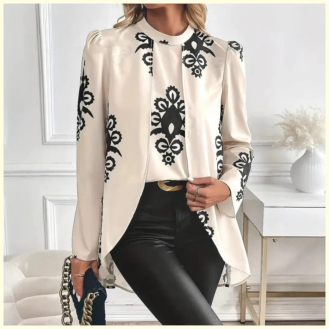 Elegant Women's Printed Blouse for Office Style Elegant Women's Printed Blouse for Office Style