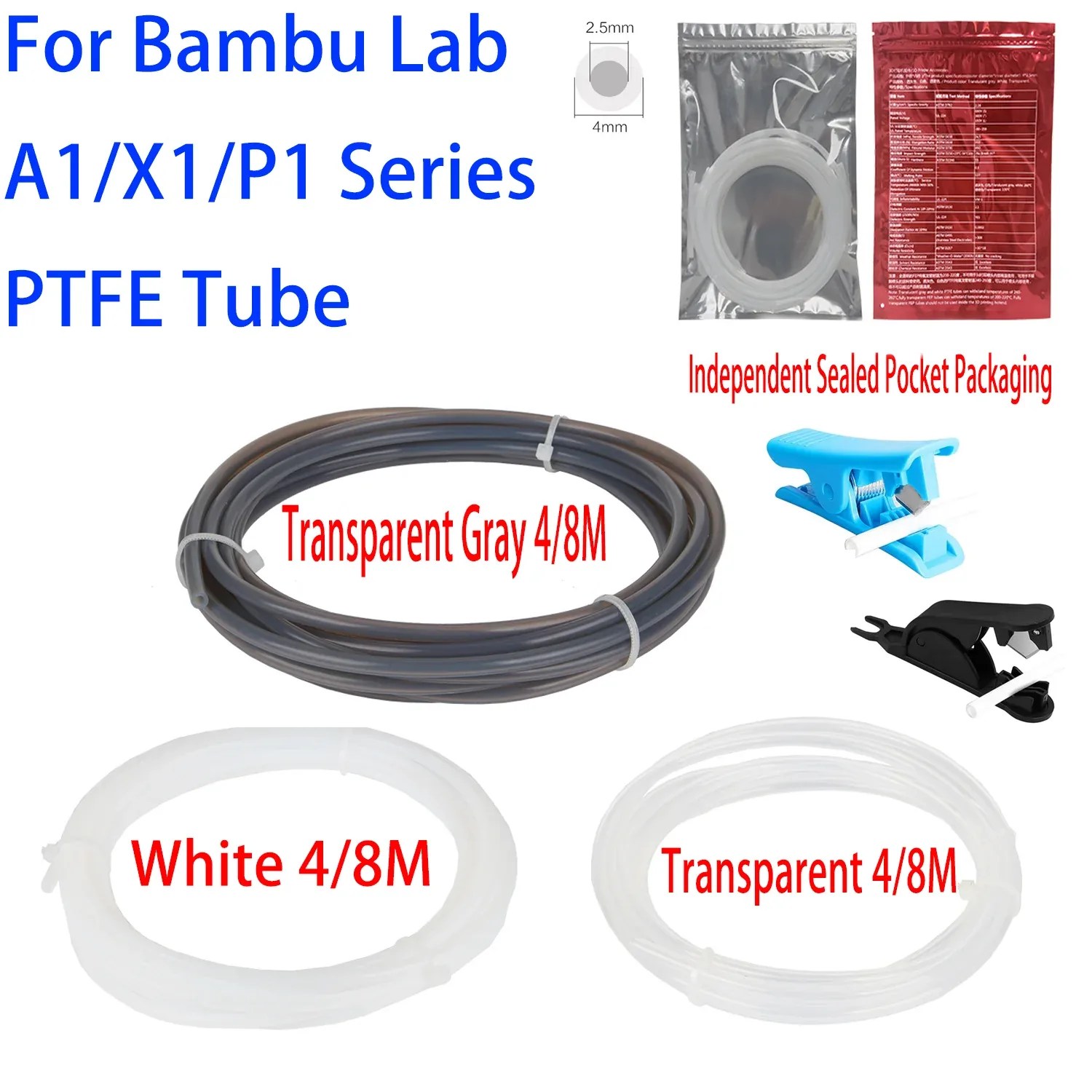 Bambu Lab Compatible PTFE Bowden Tube for 1.75 mm Filament, 2.5 mm ID x 4 mm OD, 4/8 m – Specifications and Review Bambu Lab Compatible PTFE Bowden Tube for 1.75 mm Filament, 2.5 mm ID x 4 mm OD, 4/8 m – Specifications and Review