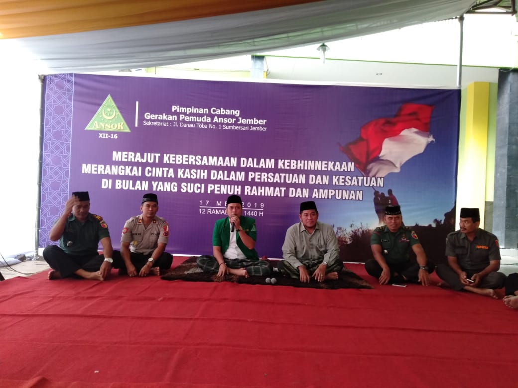 Kepala Staf Kodim 0824 Puji Tema Acara Buka Puasa Bersama GP Ansor Jember -  Sorot Indonesia