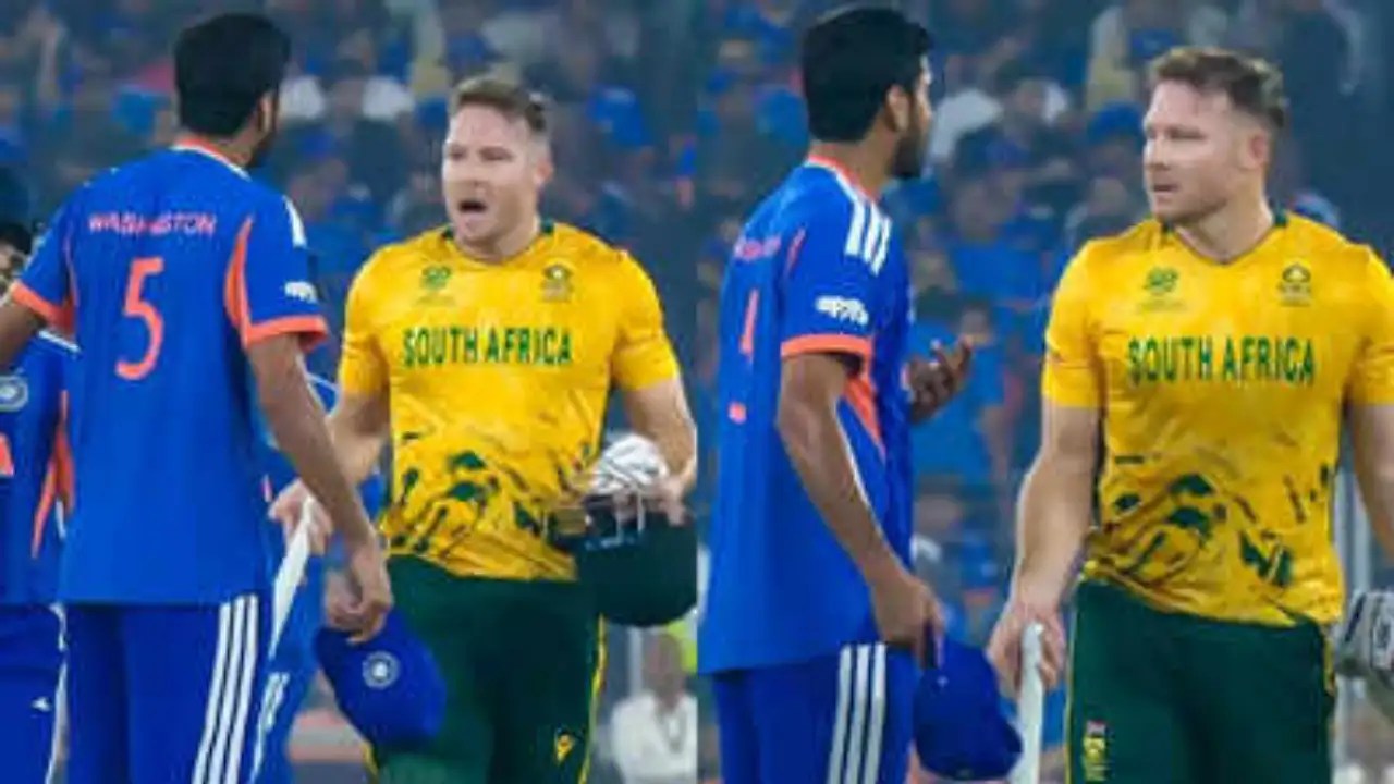 Washington Sundar involved in fiery clash with David Miller: Watch Washington Sundar involved in fiery clash with David Miller: Watch