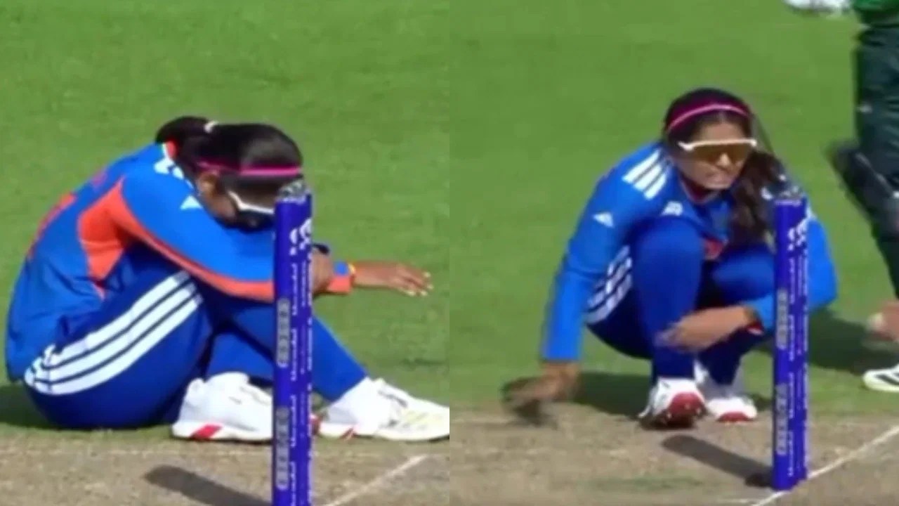 Shreyanka Patil escapes serious injury after painful blow during India vs Pakistan clash Shreyanka Patil escapes serious injury after painful blow during India vs Pakistan clash