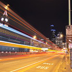 King Street Station Clock Tower with Light Trails
