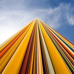 A little bit of colour to brighten your morning - Le Moretti. It's a permanent art installation in La D&eacute;fense, Paris consisting of 672 fibreglass tubes of varying colours and diameters adhered to one of the ventilation chimneys. In case you were wondering
