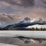 Morning winter sunrise over Little Redfish Lake Idaho
