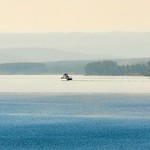 Angara River. Misty distant spot