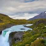 Waterfall near Lake Pehoe, Chile