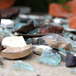Nails, pottery, glass