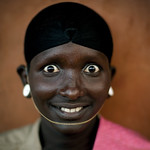 Samburu moran opening his eyes wide - Kenya