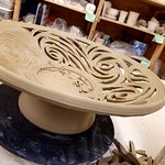 Pedestal Fruit Bowl, mosaic medallion Center. WIP