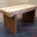 Pine bench with walnut appleply legs