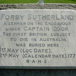 Forby Sutherland's burial place - the first known British Subject to be buried in Australia