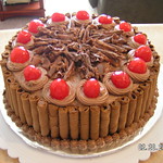 chocolate-cherry-hazelnut cake