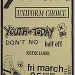 7 Seconds, Youth of Today, Half-Off, Justice League punk hardcore flyer