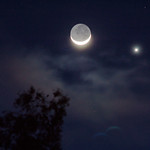 moon, venus, earthshine