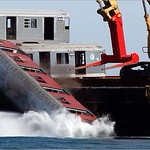 NY subway cars being dumped into the Atlantic Ocean off the coast of Delaware.