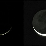 beautiful new moon tonight - seen two ways