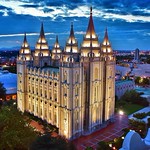 Salt Lake Temple at blue hour