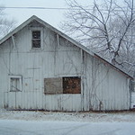 snowy barn