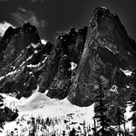 Peaks and Spires of Liberty Bell Mountain and Early Winter Spire (Black & White)