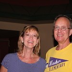Jane Burkholder Walker (1975) and Ed Hendrickson (1974) IMG_4764 Fri 2015-07-31 Ames High School Ames Iowa 40-year 1975 class reunion Ames IA Ed wearing Meeker Elementary School shirt #AmesHighClassof1975 #AmesHighClassof1974