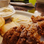 Second breakfast: catfish and grits.