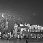 St. Mary's church and Sukiennice in Krakow at night