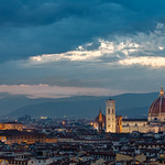 Dusk falls over Florence, Italy
