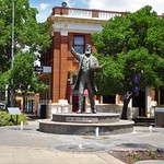 Parkes. Town statue of its name sake Sir Henry Parkes who was the Father of Federation in Australia. Behind is the 1925 heritage listed National Australia Bank now the NAB.