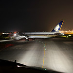 Singapore Airlines B777-300ER 9V-SWQ holding short of the runway at SIN/WSSS
