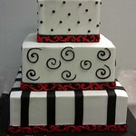 BYSP2005 3 tier Black white and Red party cake