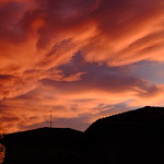 Out of the camera sunset over the city