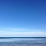 Layers of blues , sky & water at Dawlish, in Devon , can be seen from one of the most scenic train journeys in England. What a commute ! Ps more seaside vistas to cheer your day