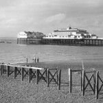 central pier & beach with old landing jetty