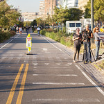 Filming on the bike path...